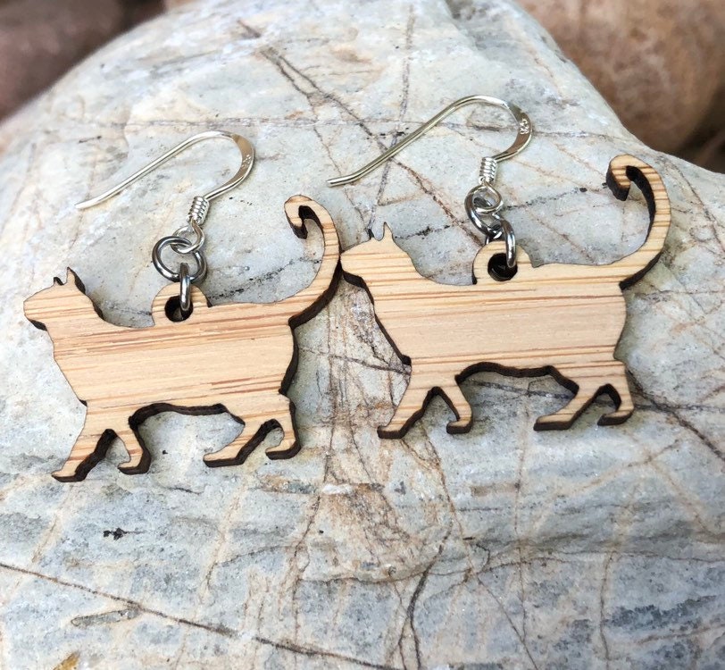 Siamkatzenohrringe - Tropfenohrringe Katzenohrringe Katzenliebhaberschmuck Katzengeschenk Siamschmuck Haustier Weihnachten Laserschnitt von ArtistCreationsKaren