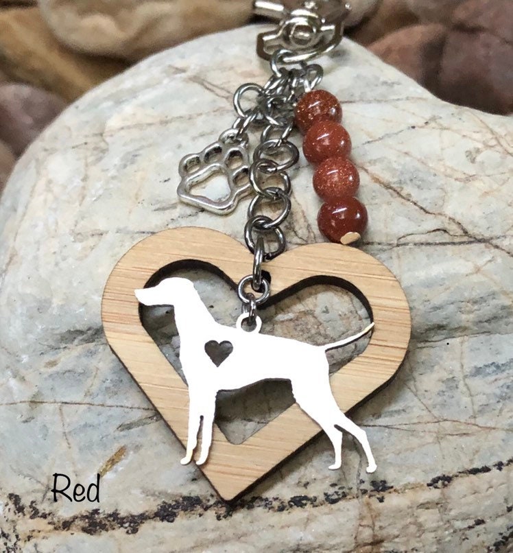 Vizsla Hund Schlüsselanhänger, Edelstein Taschenanhänger, Tier Schmuck, Andenken, Ungarisch Tier, Weihnachtsgeschenk von ArtistCreationsKaren