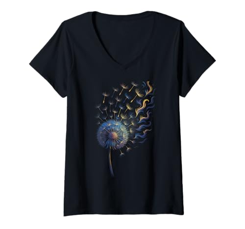 Damen Pusteblume Nature Dream Whimsy Blossom Wind T-Shirt mit V-Ausschnitt Damen Pusteblume Nature Dream Whimsy Blossom Wind T-Shirt mit V-Ausschnitt von Artistic Beauty Freedom