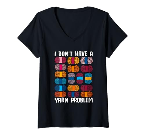 Damen Bunte Garnknäuel in lebendigen Mustern T-Shirt mit V-Ausschnitt von Artistic Threads