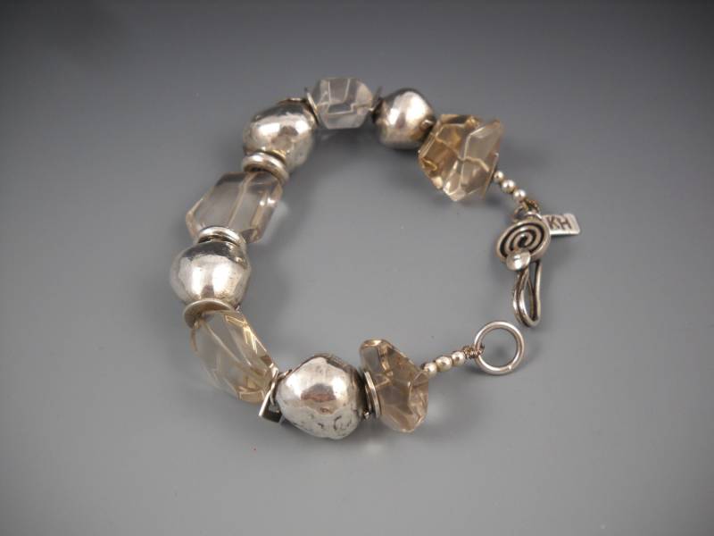 Feine Silber Pmc Handgemachte Perlen Und Kristall Armband Khb1507 von ArtisticInnerChi