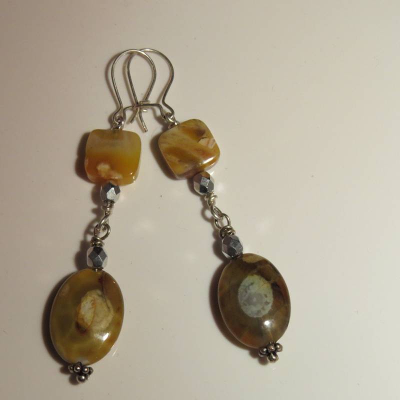 Dragon Vein Achat Geode Ohrringe, Sterling Silber von ArtisticJewelrybyPLT