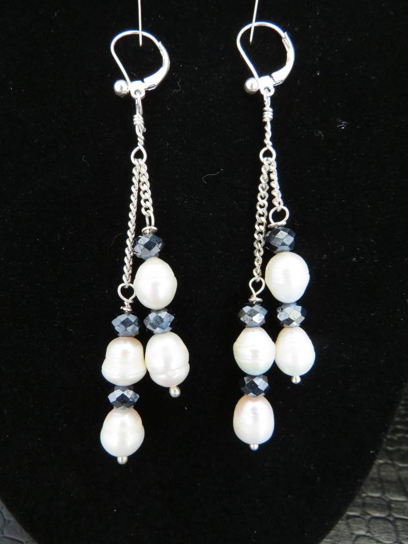 Perle Und Kristall Ohrringe von ArtisticJewelrybyPLT