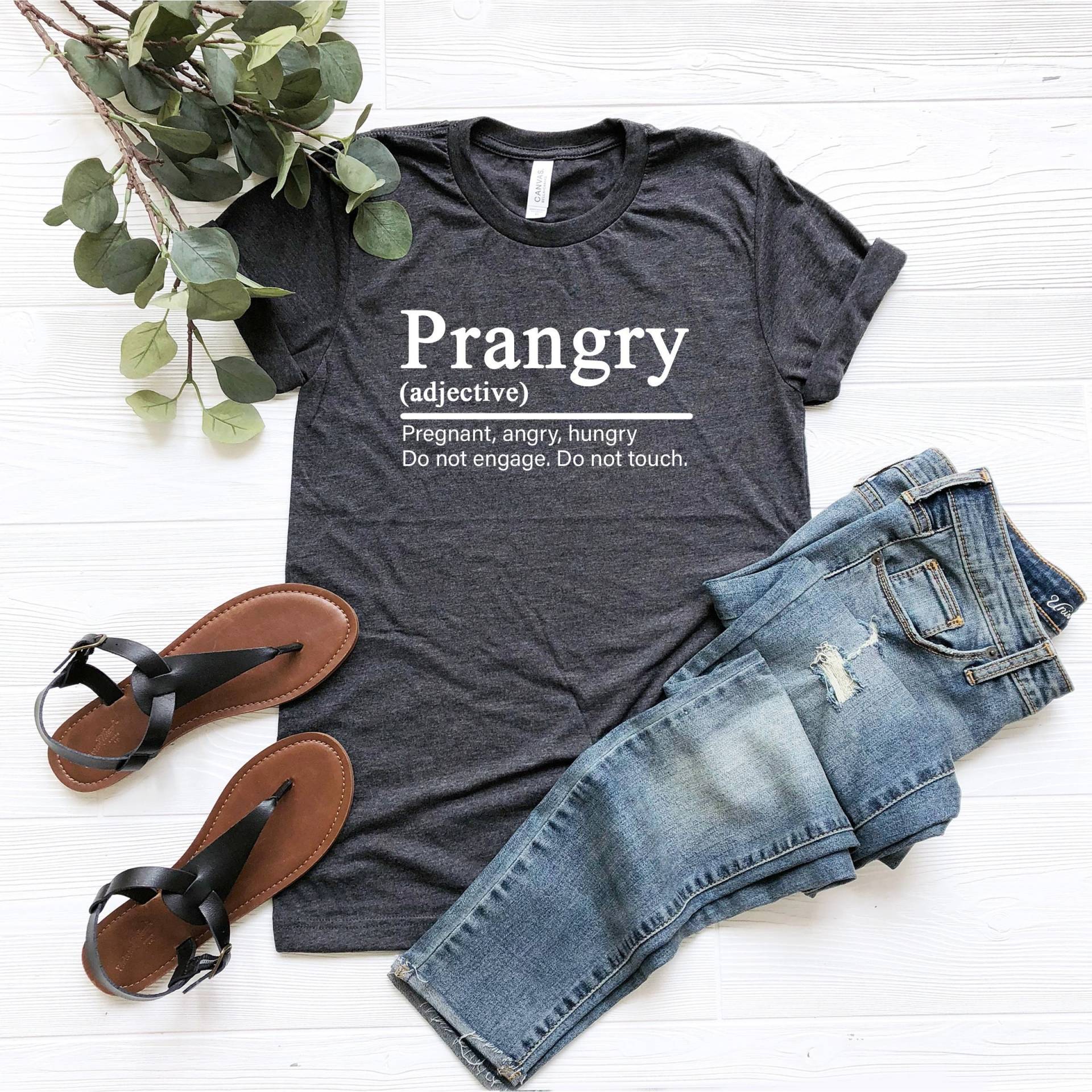 Prangry Shirt, Adjektive Definition, Schwanger, Zornig, Hungrig, Nicht Binden, Berühren, Schwangerschaftsshirt, Baby Reveal, Neue Mama, T-Shirt von ArtisticalDesign