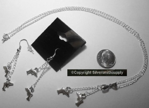 Wunderschöne Sterling Versilberte Delphin Baumeln Ohrringe & 18 "Halskette Schmuck von Artistrywithbeads