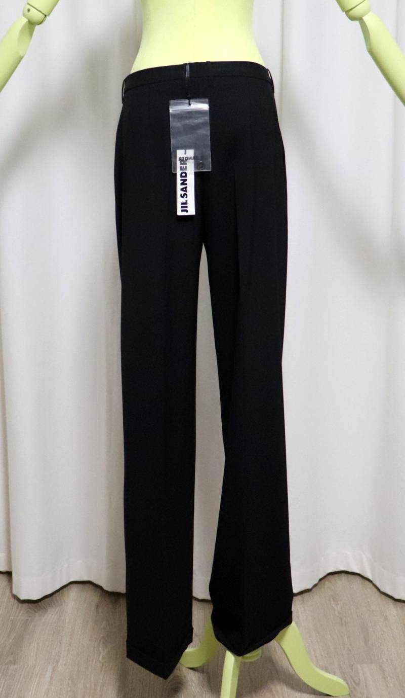 Jil Sander Hose Neu Mit Tags | Authentisch Jil Sander Schwarze Dünne Wollhose Frau Elegante Gerade Made in Italy Gr. 38 von ArtisuStudio
