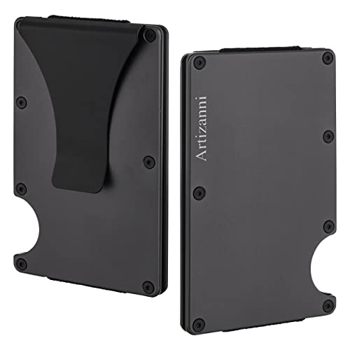 Artizanni Minimalistische Geldbörse für Herren, Metall-Aluminium-Geldklammer, RFID-blockierend, schmal, Kreditkartenhalter, SD 023, GRAU, Aluminium von Artizanni