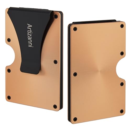 Artizanni Minimalistische Geldbörse für Herren, Metall-Aluminium-Geldklammer, RFID-blockierend, schmal, Kreditkartenhalter, SD 023, Gold, Aluminium Artizanni Minimalistische Geldbörse für Herren, Metall-Aluminium-Geldklammer, RFID-blockierend, schmal, Kreditkartenhalter, SD 023, Gold, Aluminium von Artizanni