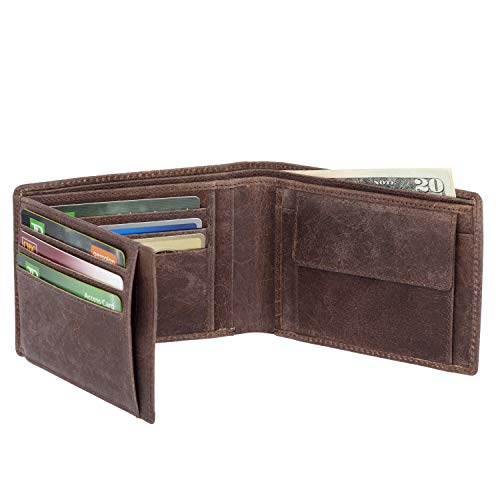 Artizanni Vollnarbige Brieftaschen für Herren, Leder, Bifold Wallet mit 12 Fächern, RFID-blockierende Brieftasche, Geschenke für Männer, ausklappbares Design, Geldwechseltasche, dünn und stilvoll, mit von Artizanni