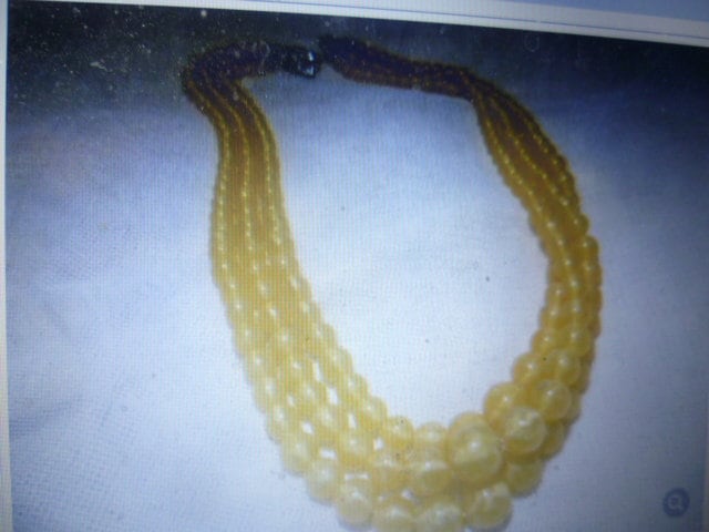 For Investment 333 White Gold Yellow Agate 3 Row Necklace Vintage Pforzheim Jewelery Work Around 1950 von Artkunst24