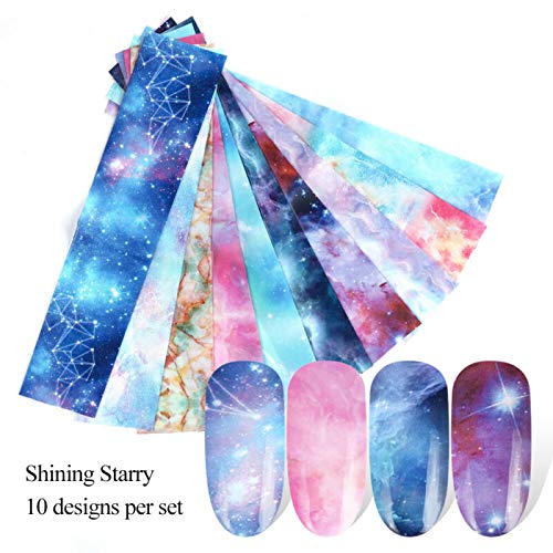 10 Blatt Set Holographische Starry Nail Art Sticker Nail Art Decals Nail Art Papier Nail Transfer Sticker Klassische Starry Marmor Starry Shining Starry von art lalic