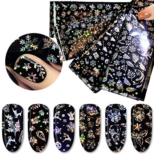 Artlalic 4 STÜCKE Sternenhimmel Sterne Nail art Aufkleber Tipps Wraps Folientransfer 3D Weihnachten Glitters Decals DIY Dekoration (4 * 60 cm) von Artlalic