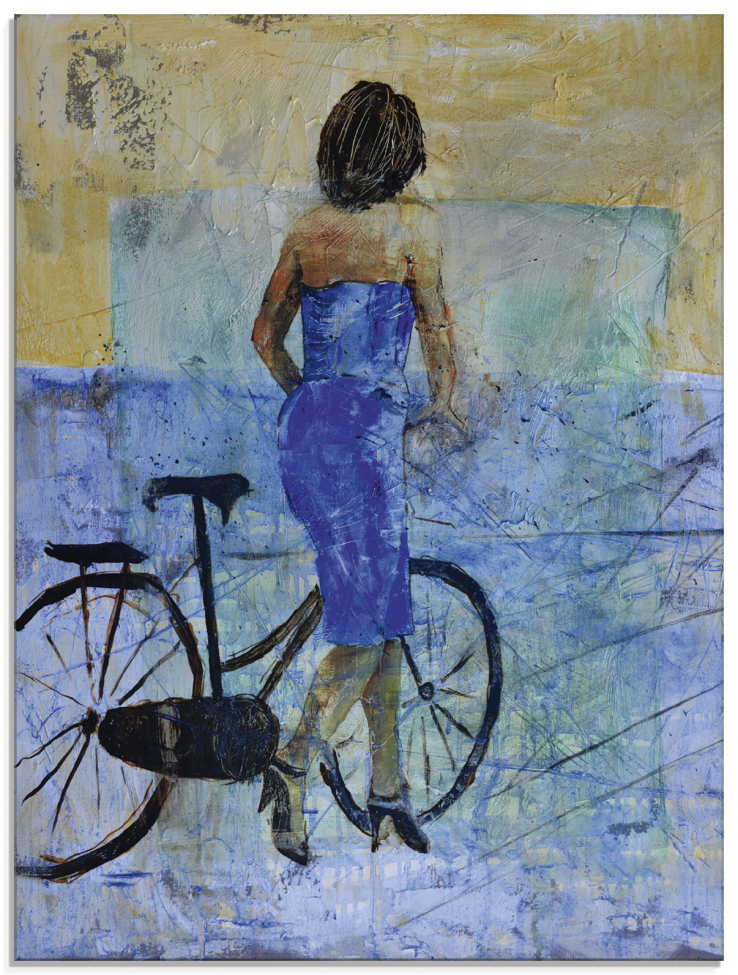 Artland Glasbild "Ein Mädchen mit einem Fahrrad", Frau, (1 St.) von Artland