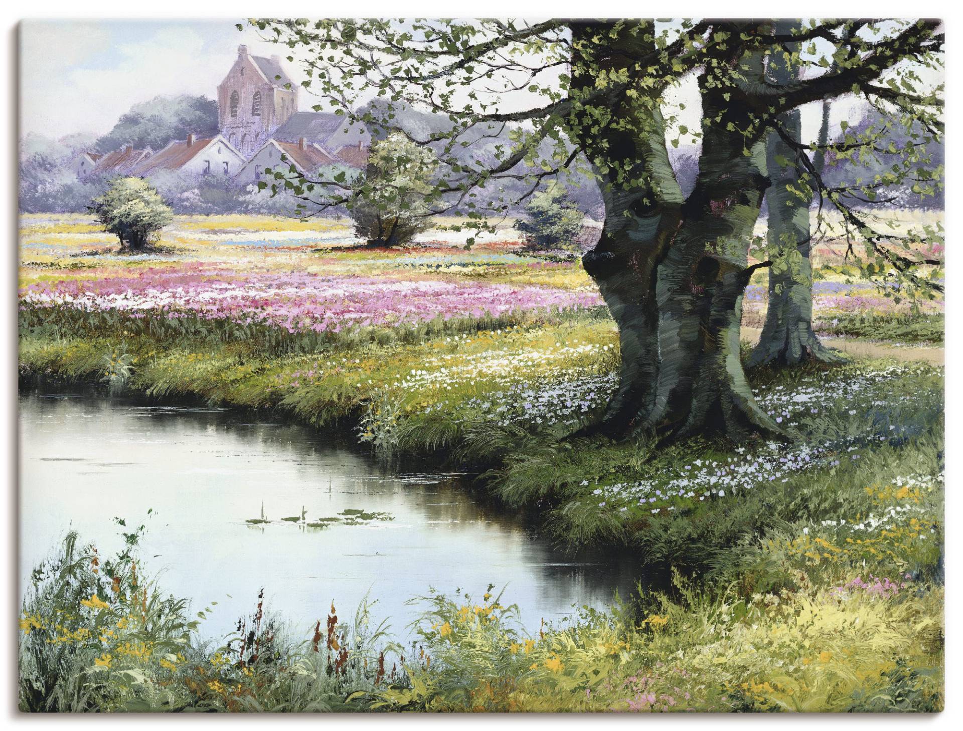 Artland Leinwandbild "Das Dorf" Felder 1 Stk. tlg. als Leinwandbild, Poster in verschied. Größen von Artland