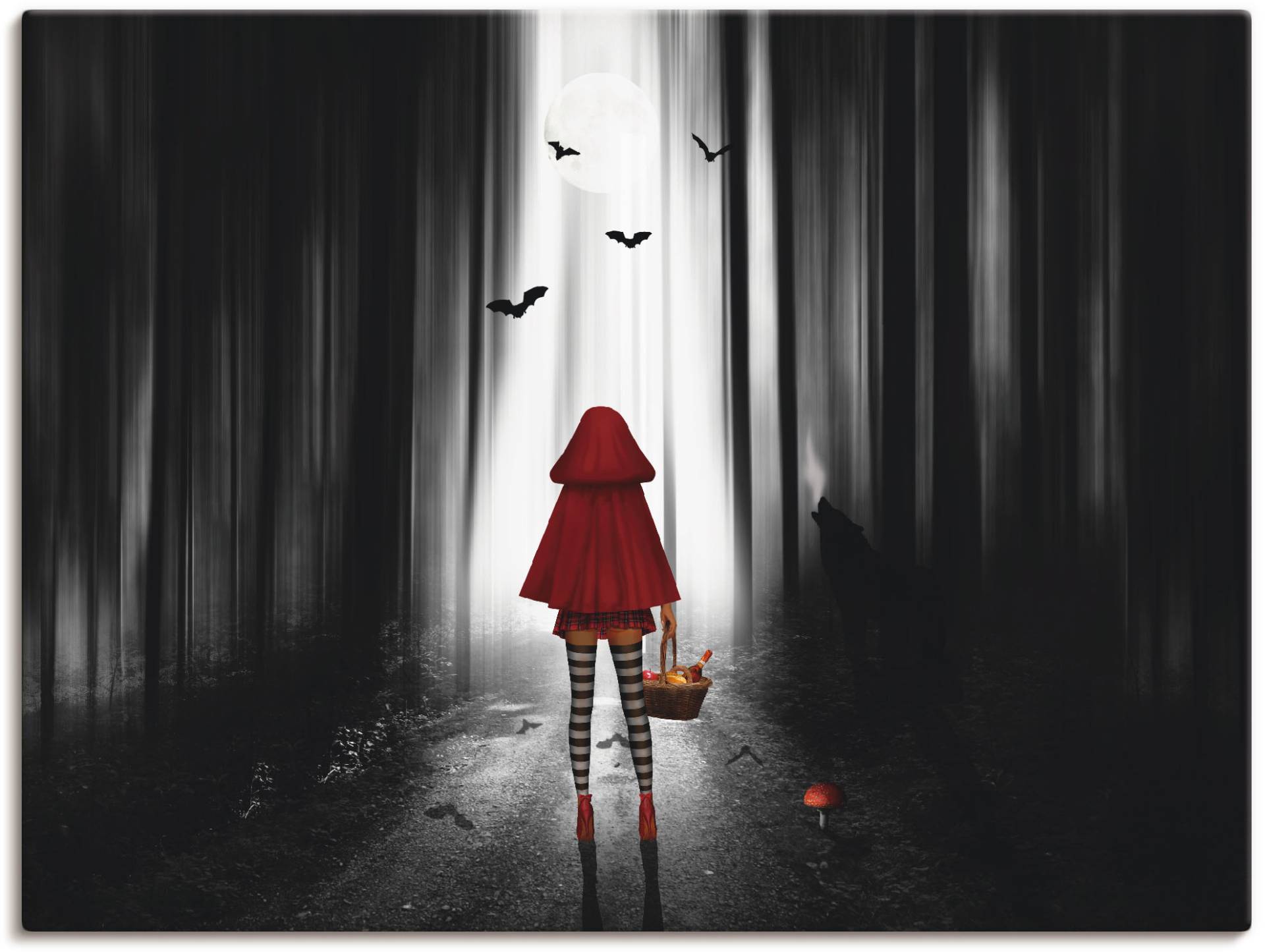 Artland Leinwandbild "Das Rotkäppchen auf High Heels" Dark Fantasy 1 Stk. tlg. als Alubild, Outdoorbild, Leinwandbild, Poster in verschied. Größen von Artland