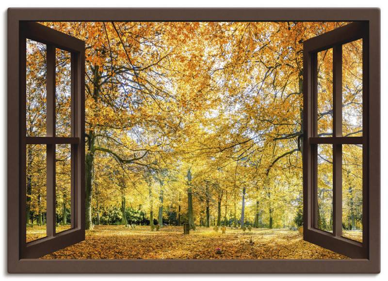 Artland Leinwandbild "Fensterblick - Herbstwald Panorama" Fensterblick 1 Stk. tlg. als Leinwandbild, Poster, Wandaufkleber in verschied. Größen von Artland