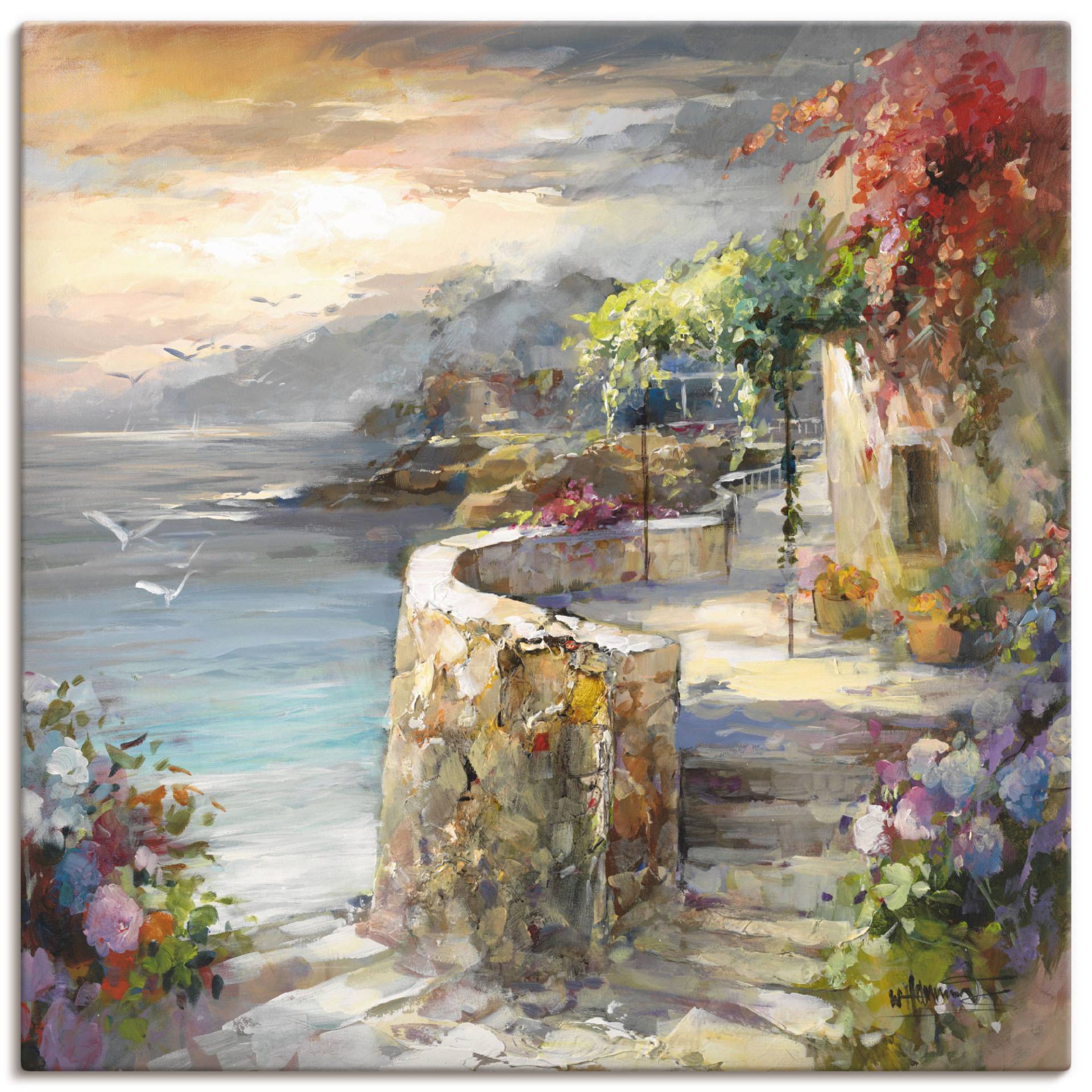 Artland Leinwandbild "Möwen und Sonnenuntergang" Gewässer 1 Stk. tlg. als Leinwandbild, Poster, Wandaufkleber in verschied. Größen von Artland