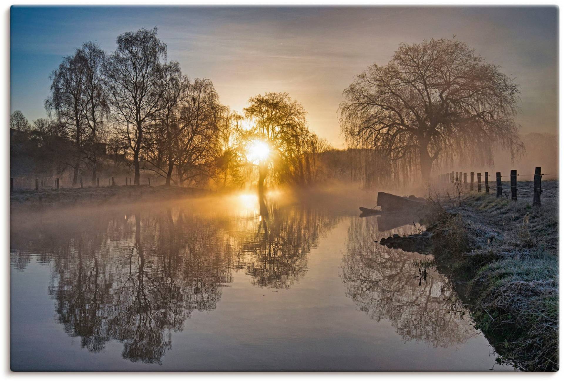 Artland Leinwandbild "Mystischer Morgen an der Trave" Bilder vom Sonnenuntergang & -aufgang 1 Stk. tlg. auf Keilrahmen gespannt von Artland