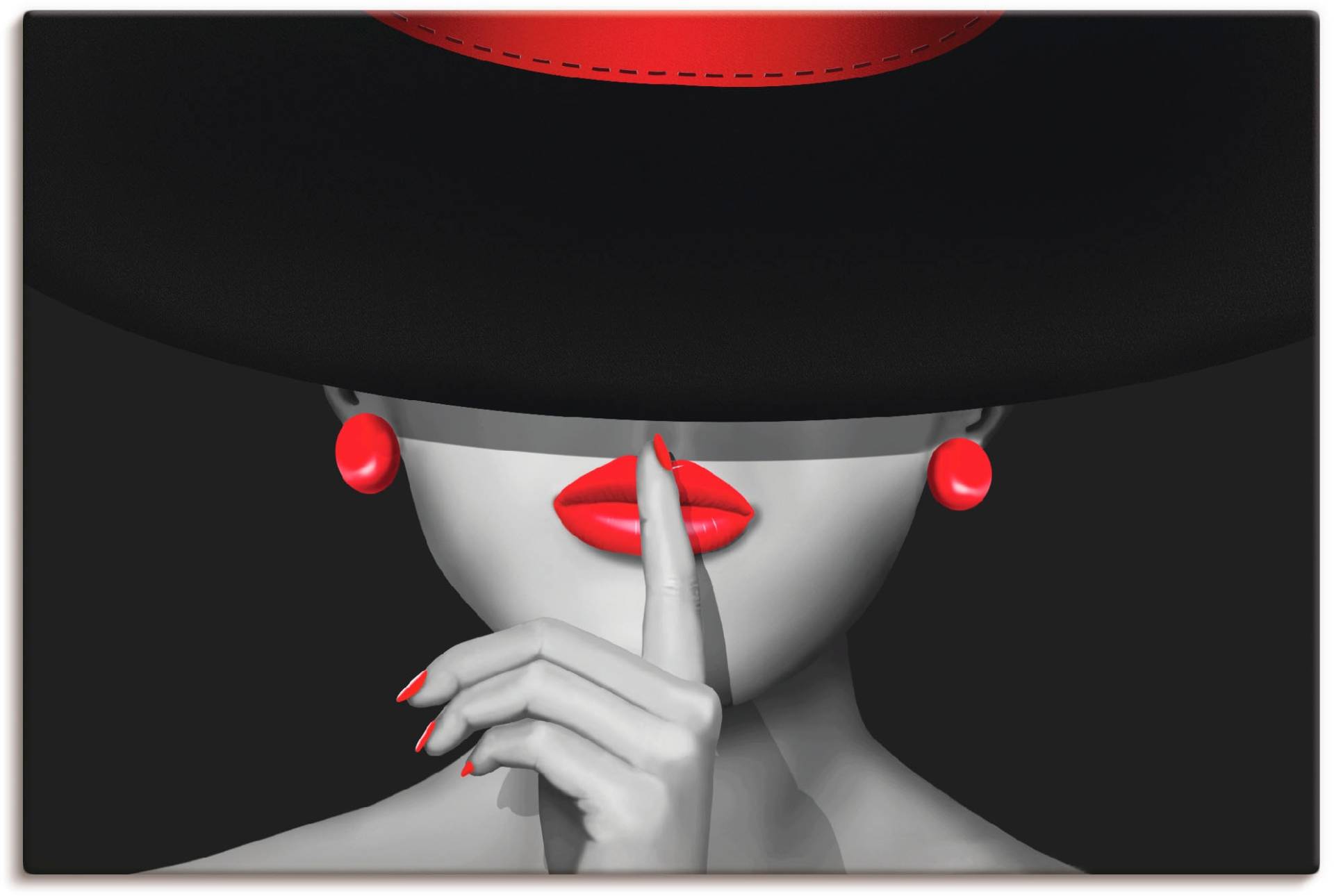 Artland Leinwandbild "Sei still" Frau 1 Stk. tlg. als Alubild, Outdoorbild, Leinwandbild, Poster, Wandaufkleber von Artland