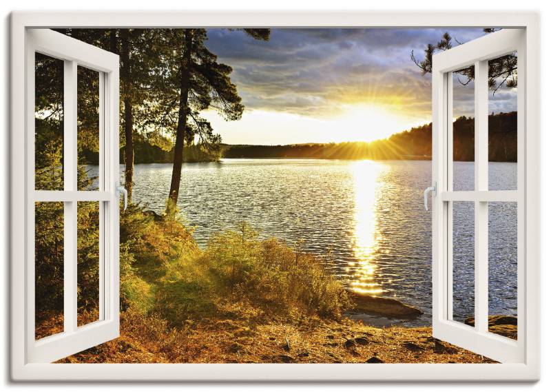 Artland Leinwandbild "Sonnenuntergang im Algonquin Park" Fensterblick 1 Stk. tlg. als Leinwandbild, Poster, Wandaufkleber in verschied. Größen von Artland