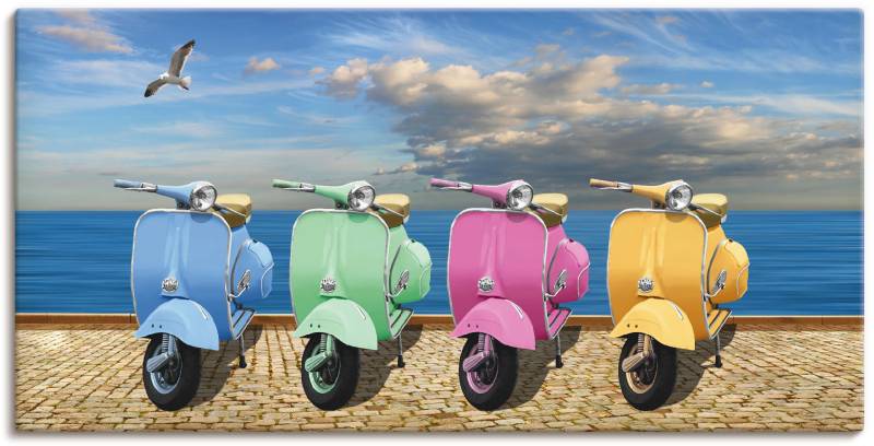 Artland Leinwandbild "Vespa-Roller in bunten Farben" Motorräder & Roller 1 Stk. tlg. als Leinwandbild, Poster in verschied. Größen von Artland