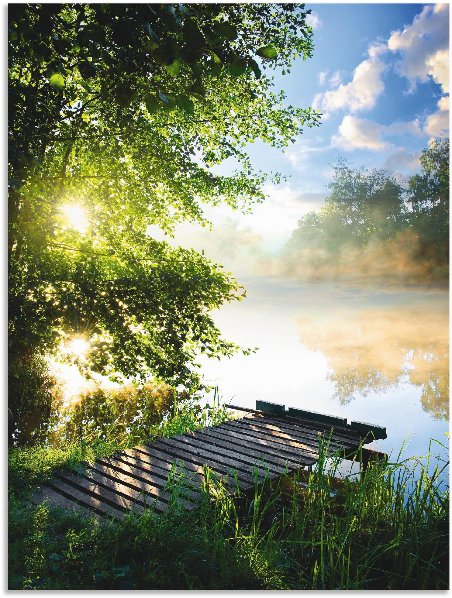 Artland Wandbild "Angelsteg am Morgen", Gewässer, (1 St.), als Alubild, Outdoorbild, Leinwandbild, Poster, Wandaufkleber von Artland