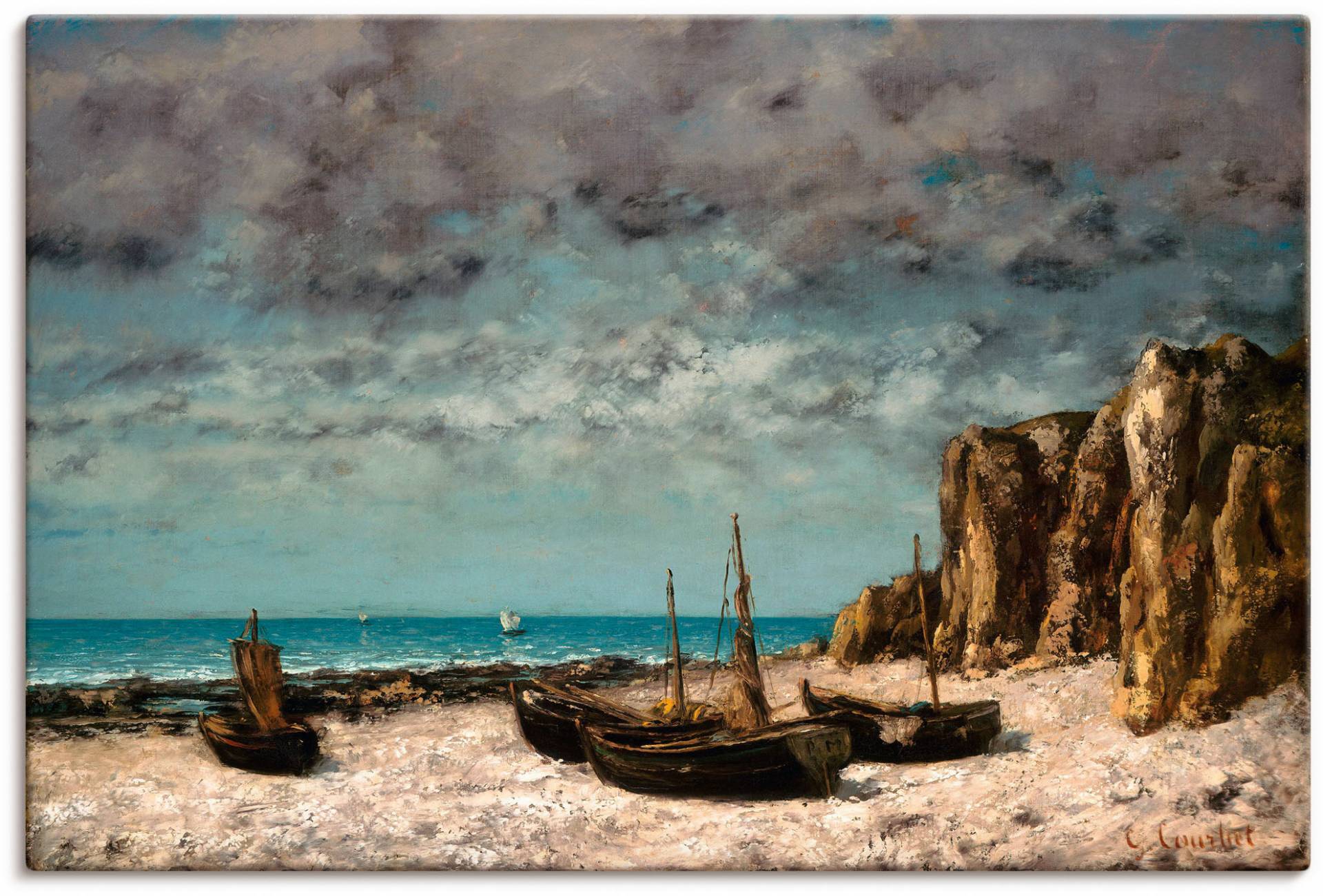 Artland Wandbild "Boote am Strand von Etretat. Um 1872/75", Bilder von Booten & Schiffen, (1 St.), in vielen Größen & Produktarten - Alubild, Leinwandbild, Poster, Wandaufkleber von Artland