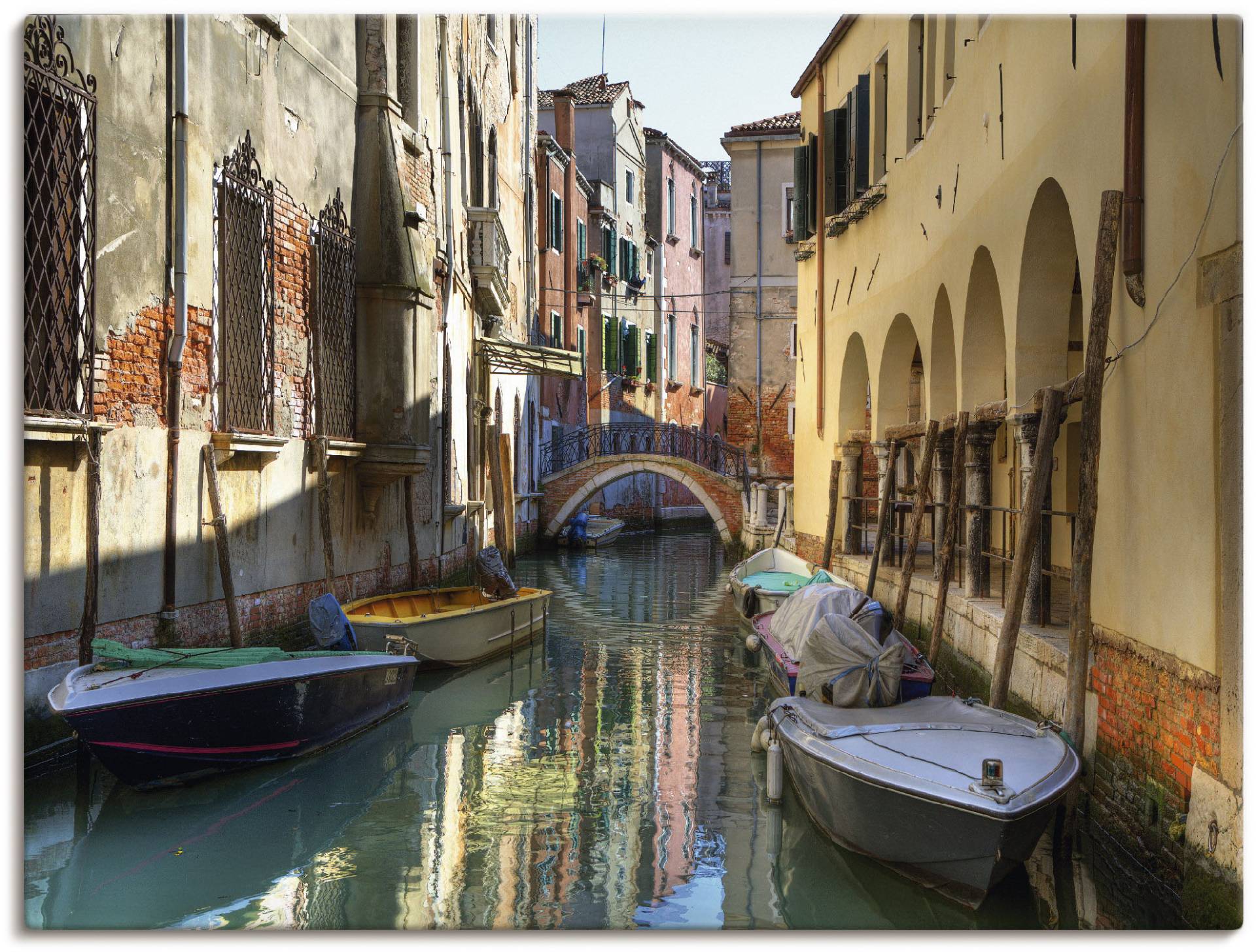 Artland Wandbild "Boote auf Kanal in Venedig", Italien, (1 St.), als Alubild, Outdoorbild, Leinwandbild, Poster in verschied. Größen von Artland