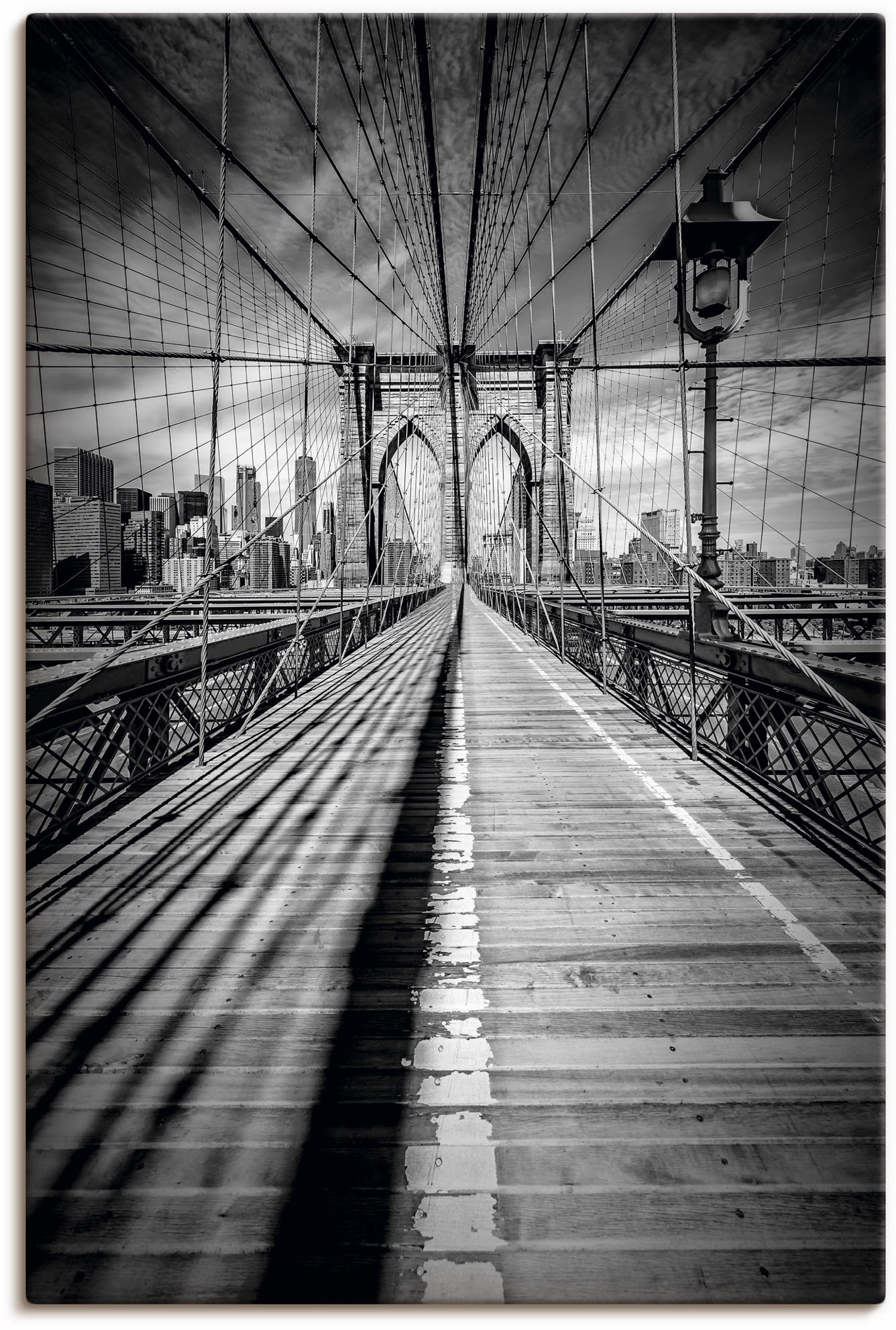 Artland Wandbild "Brooklyn Bridge, New York City Monochrom", New York, (1 St.), als Leinwandbild, Poster in verschied. Größen von Artland