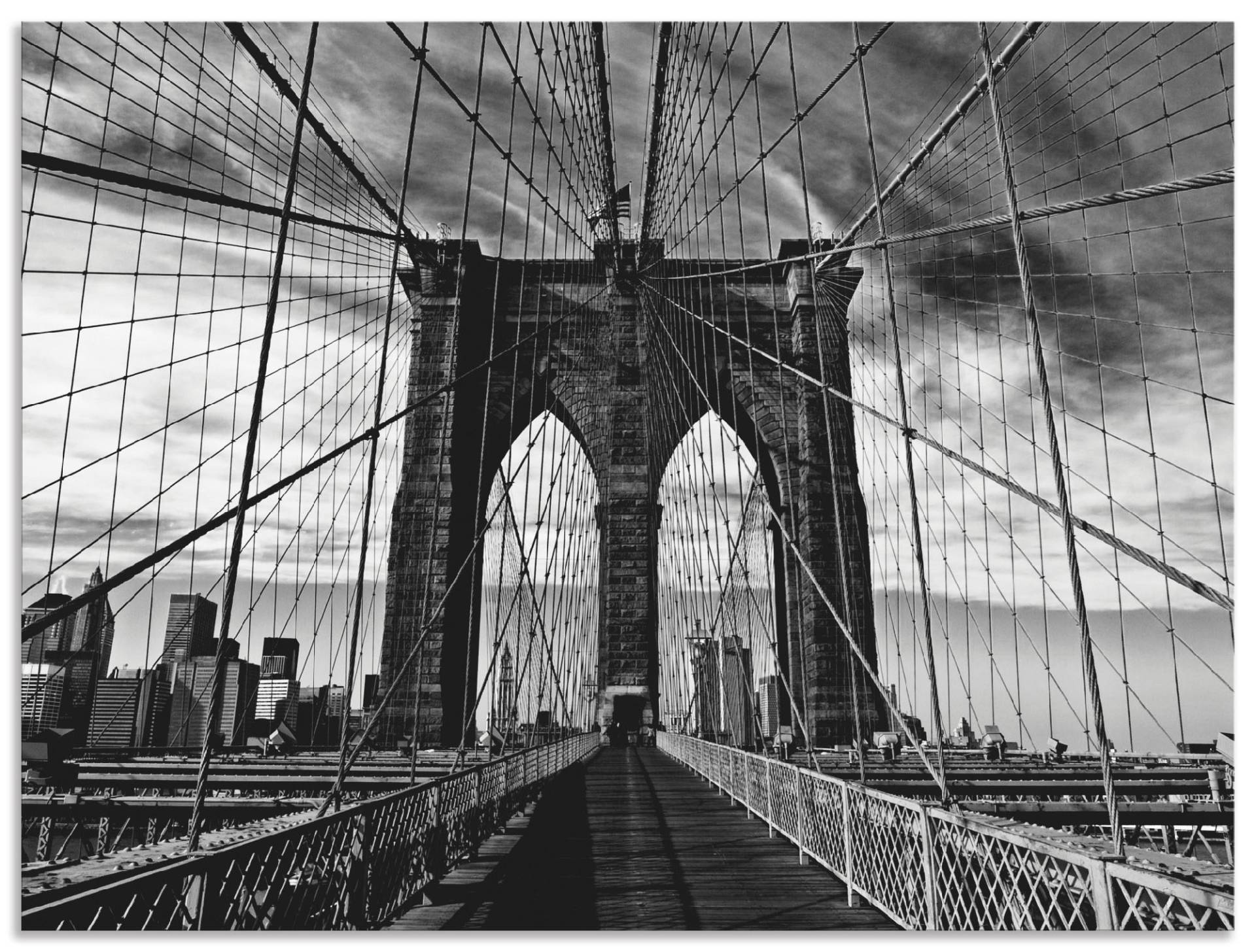 Artland Wandbild "Brooklyn Bridge - schwarz/weiss", Brücken, (1 St.), als Alubild, Outdoorbild, Leinwandbild, Poster in verschied. Größen von Artland