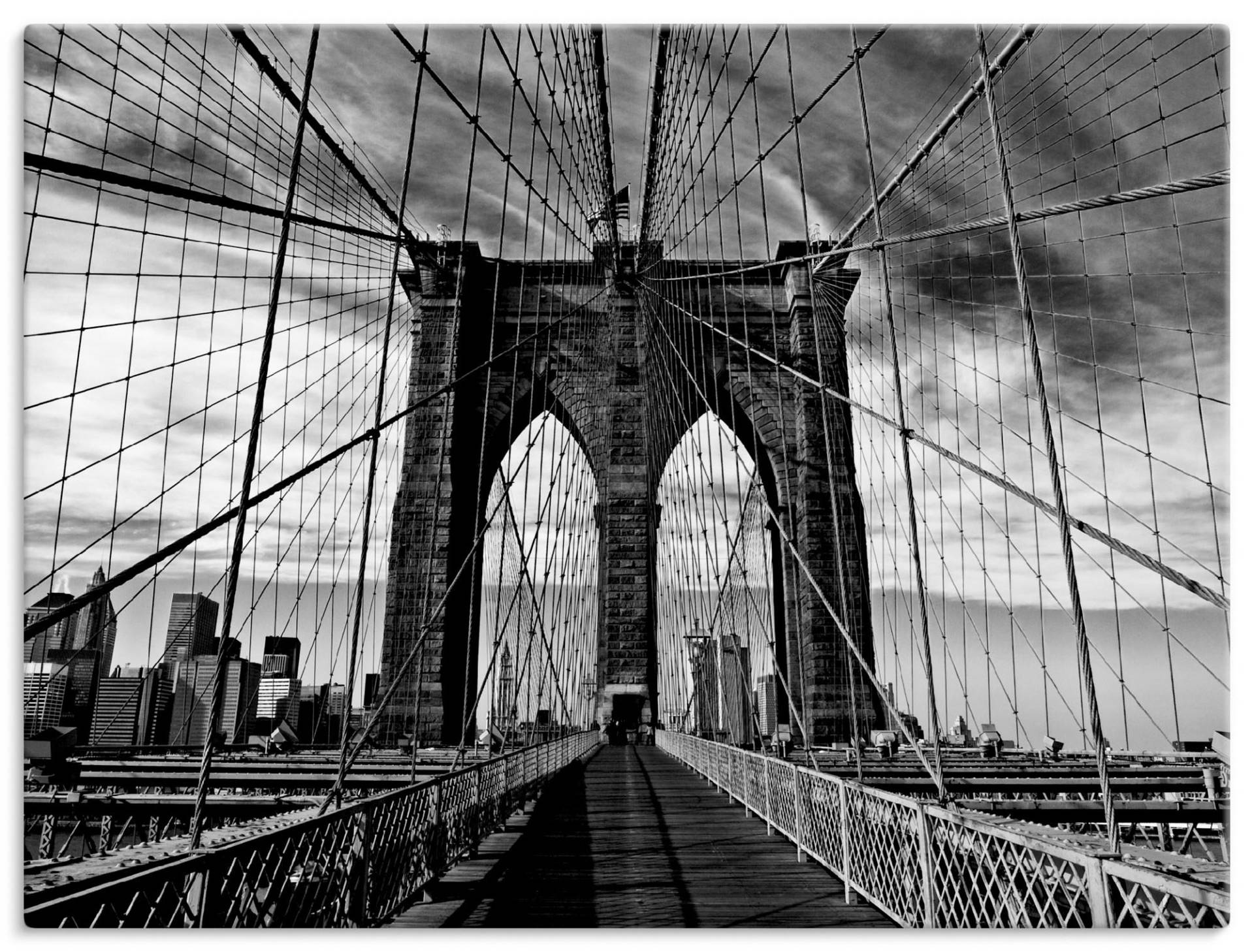 Artland Wandbild "Brooklyn Bridge - schwarz/weiss", Brücken, (1 St.), als Alubild, Outdoorbild, Leinwandbild, Poster in verschied. Größen von Artland