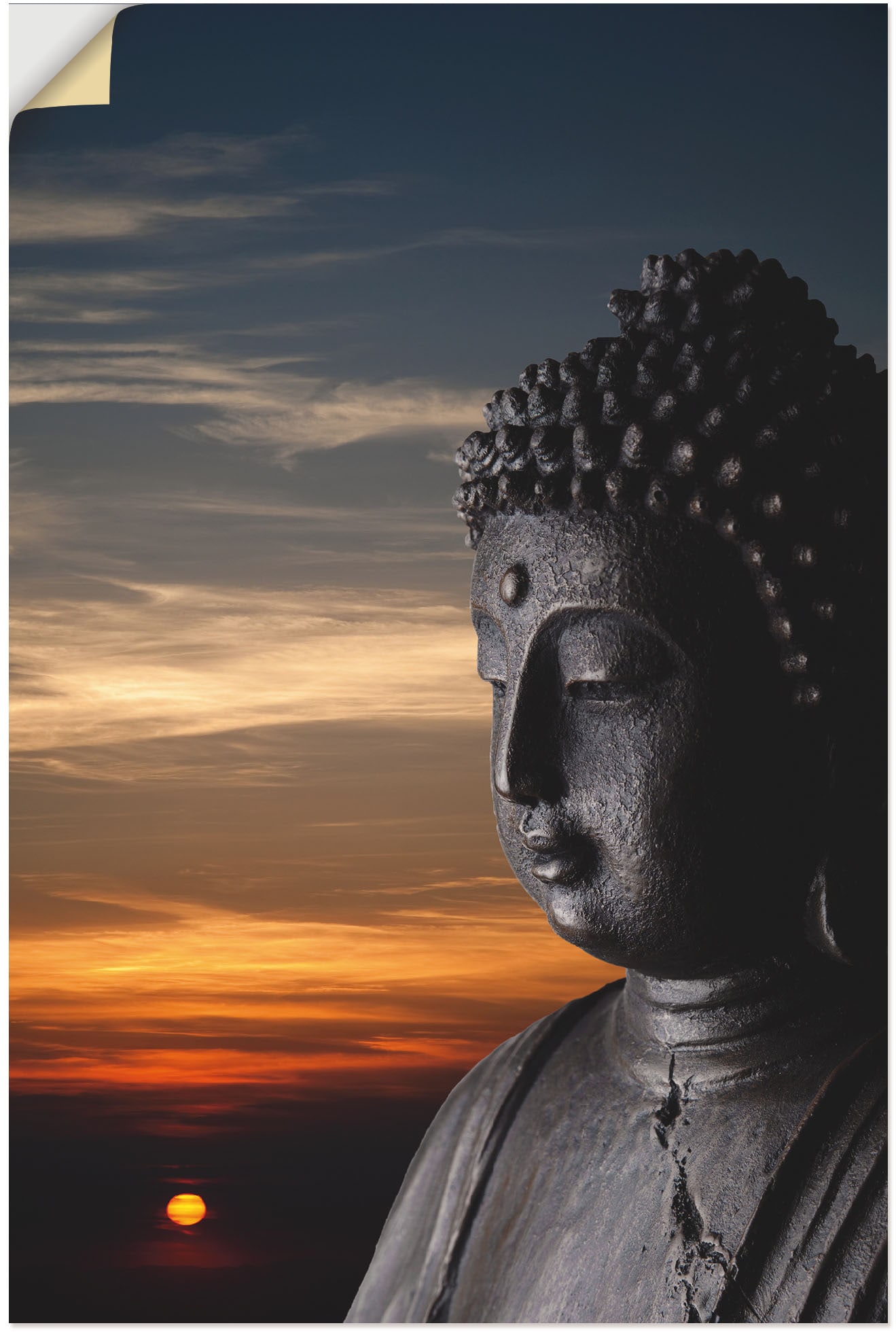 Artland Wandbild "Buddha Statue vor Sonnenuntergang", Buddhismus, (1 St.) von Artland