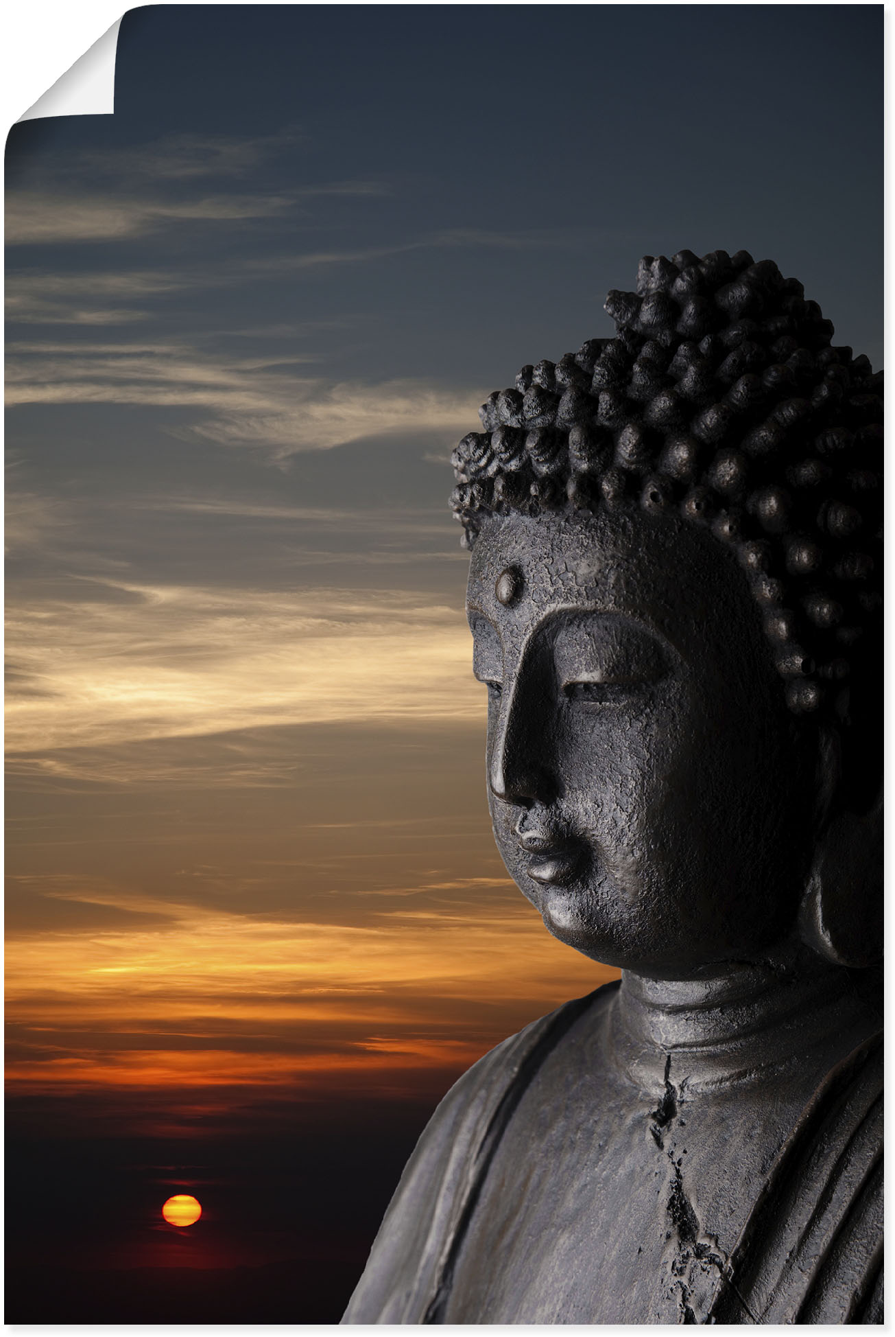 Artland Wandbild "Buddha Statue vor Sonnenuntergang", Buddhismus, (1 St.) von Artland