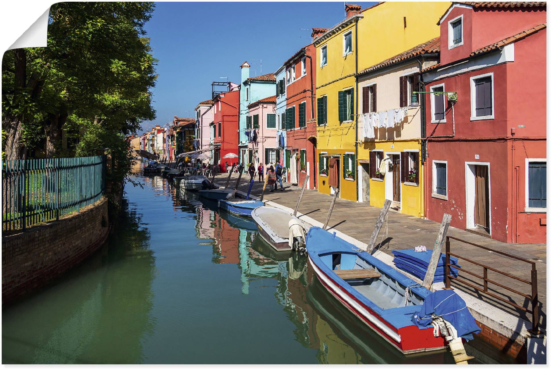 Artland Wandbild "Bunte Gebäude auf Insel Burano Venedig", Bilder von Booten & Schiffen (1 Stück), in vielen Größen & Produktarten - Alubild/Outdoorbild, Leinwandbild, Poster, Wandaufkleber/Wandtattoo auch für Badezimmer geeignet von Artland