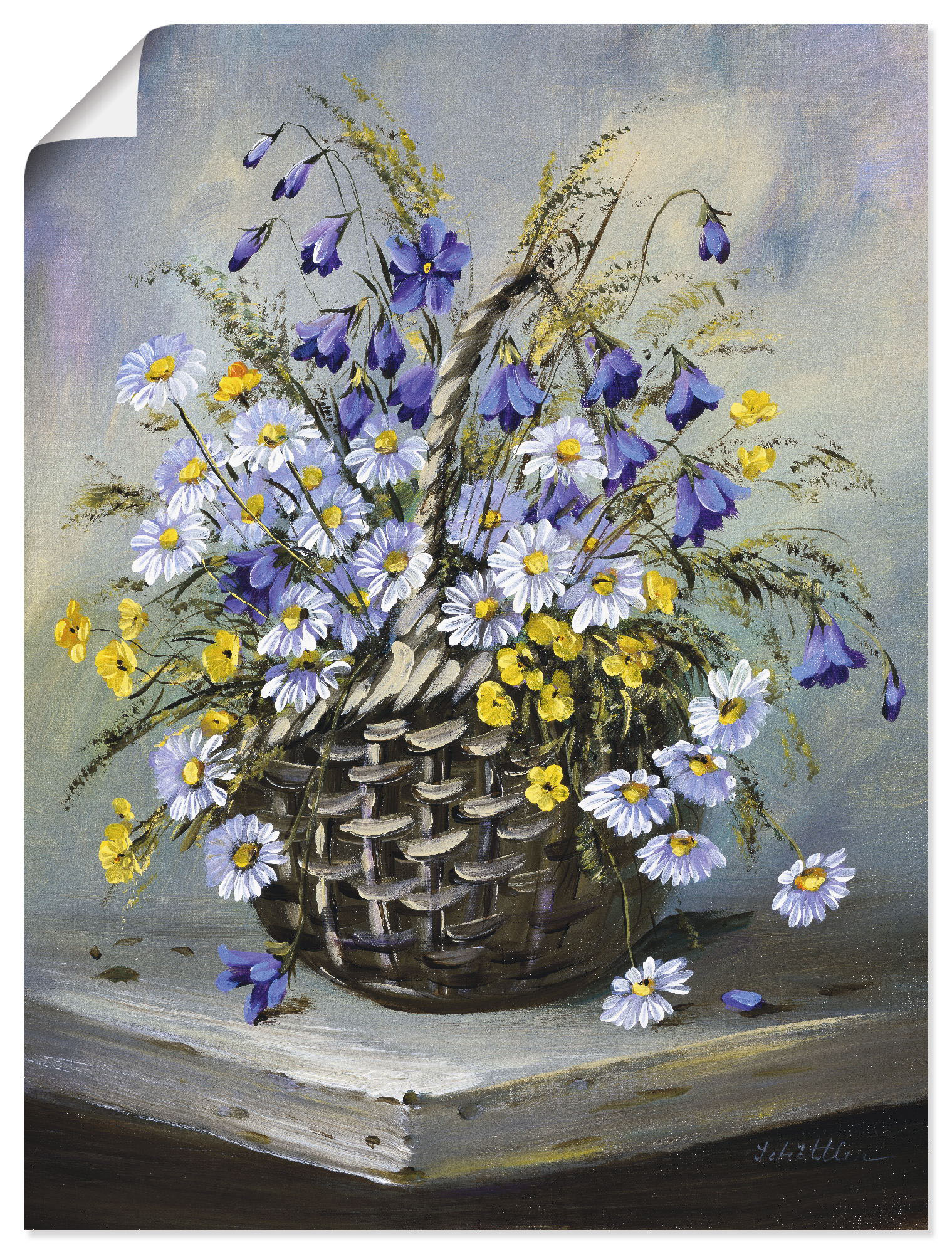 Artland Wandbild "Bunter Korb", Blumen, (1 St.), als Leinwandbild, Poster in verschied. Größen von Artland