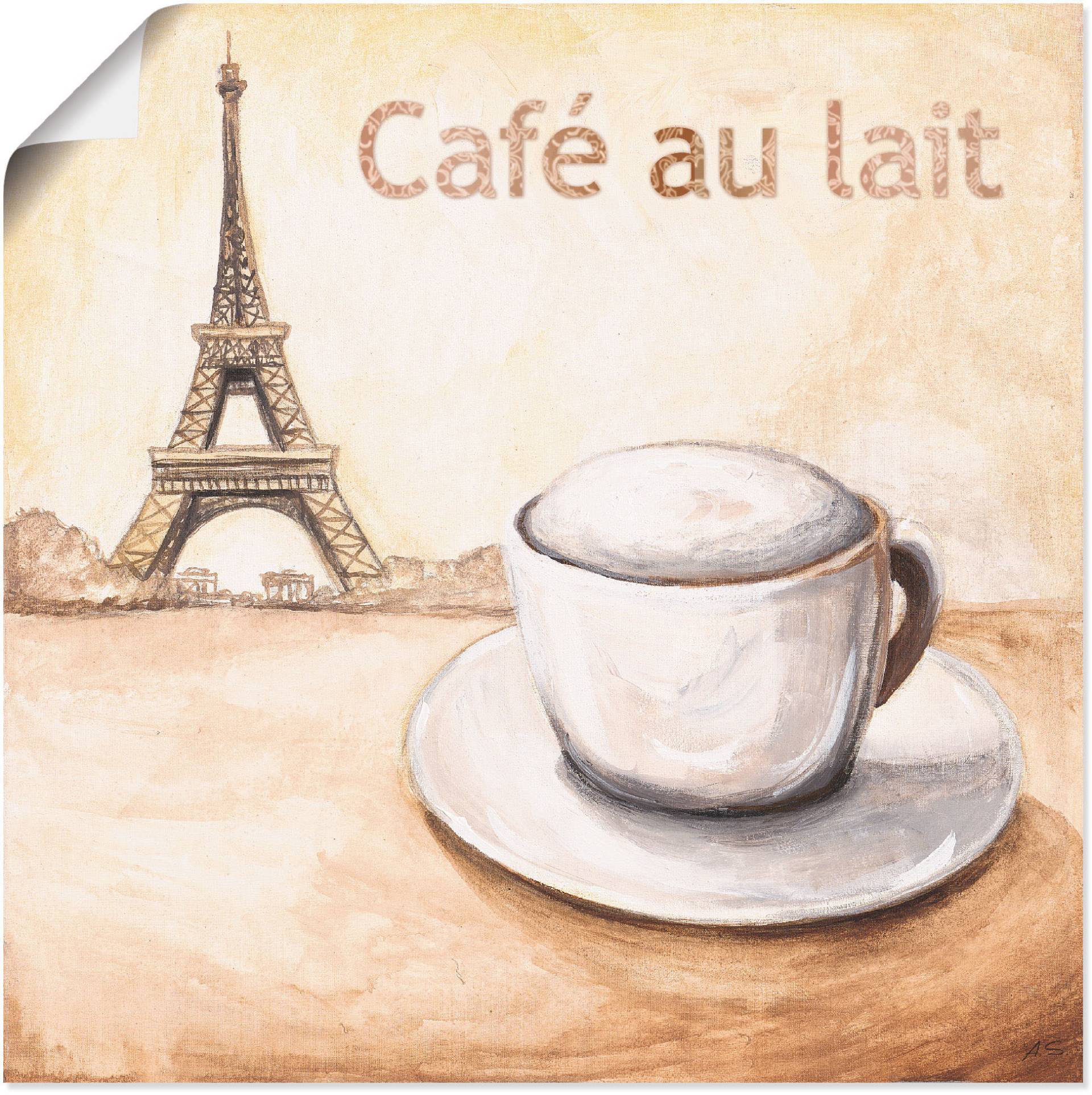 Artland Poster "Café au lait in Paris", Kaffee Bilder, (1 St.) von Artland