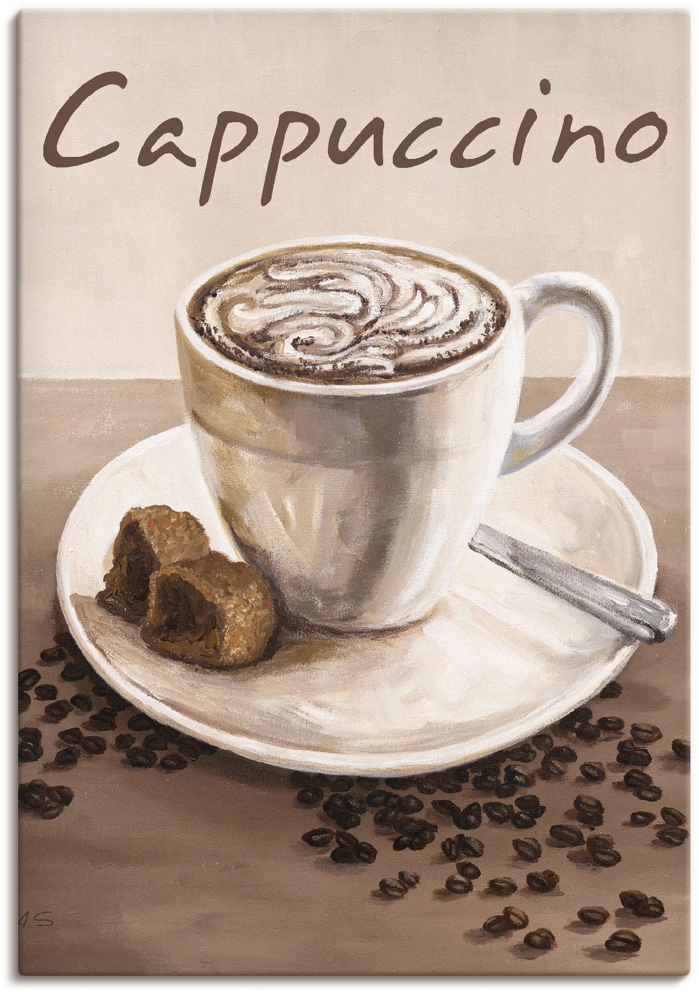 Artland Wandbild "Cappuccino - Kaffee" Kaffee Bilder 1 Stk. tlg. als Leinwandbild, Poster in verschied. Größen von Artland