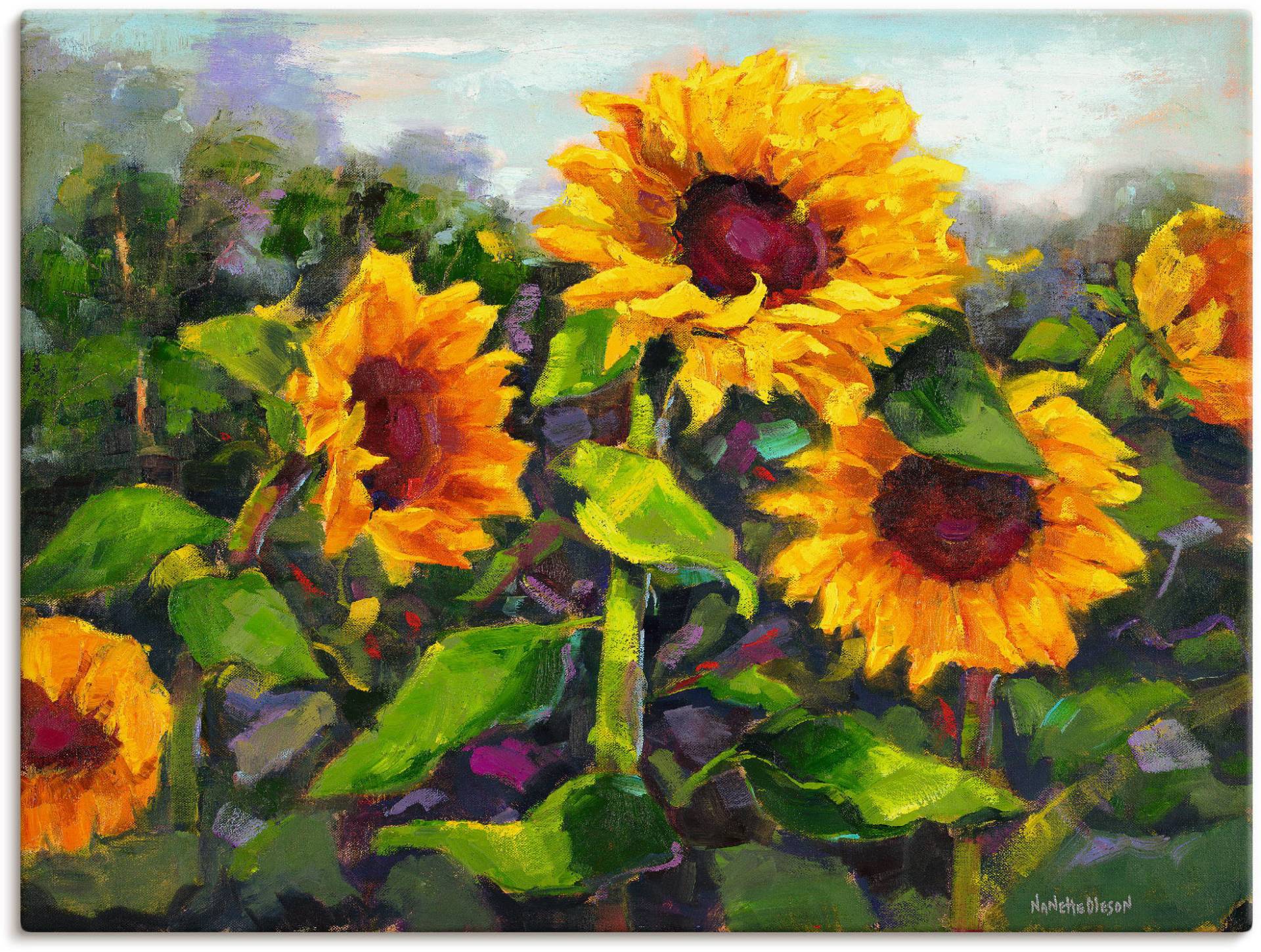 Artland Wandbild "Das Erwachen der Sonnenblumen IV", Blumen, (1 St.), als Leinwandbild, Poster in verschied. Größen von Artland
