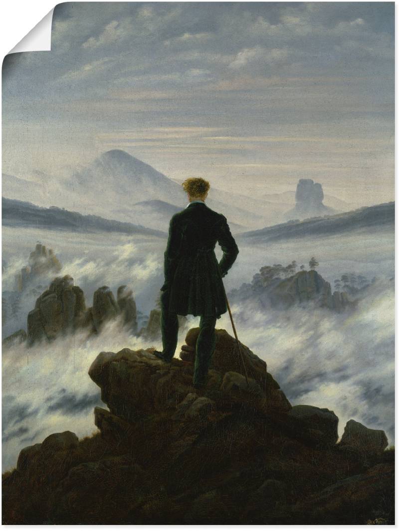 Artland Wandbild "Der Wanderer über dem Nebelmeer. Um 1818" Mann 1 Stk. tlg. als Leinwandbild, Poster in verschied. Größen von Artland