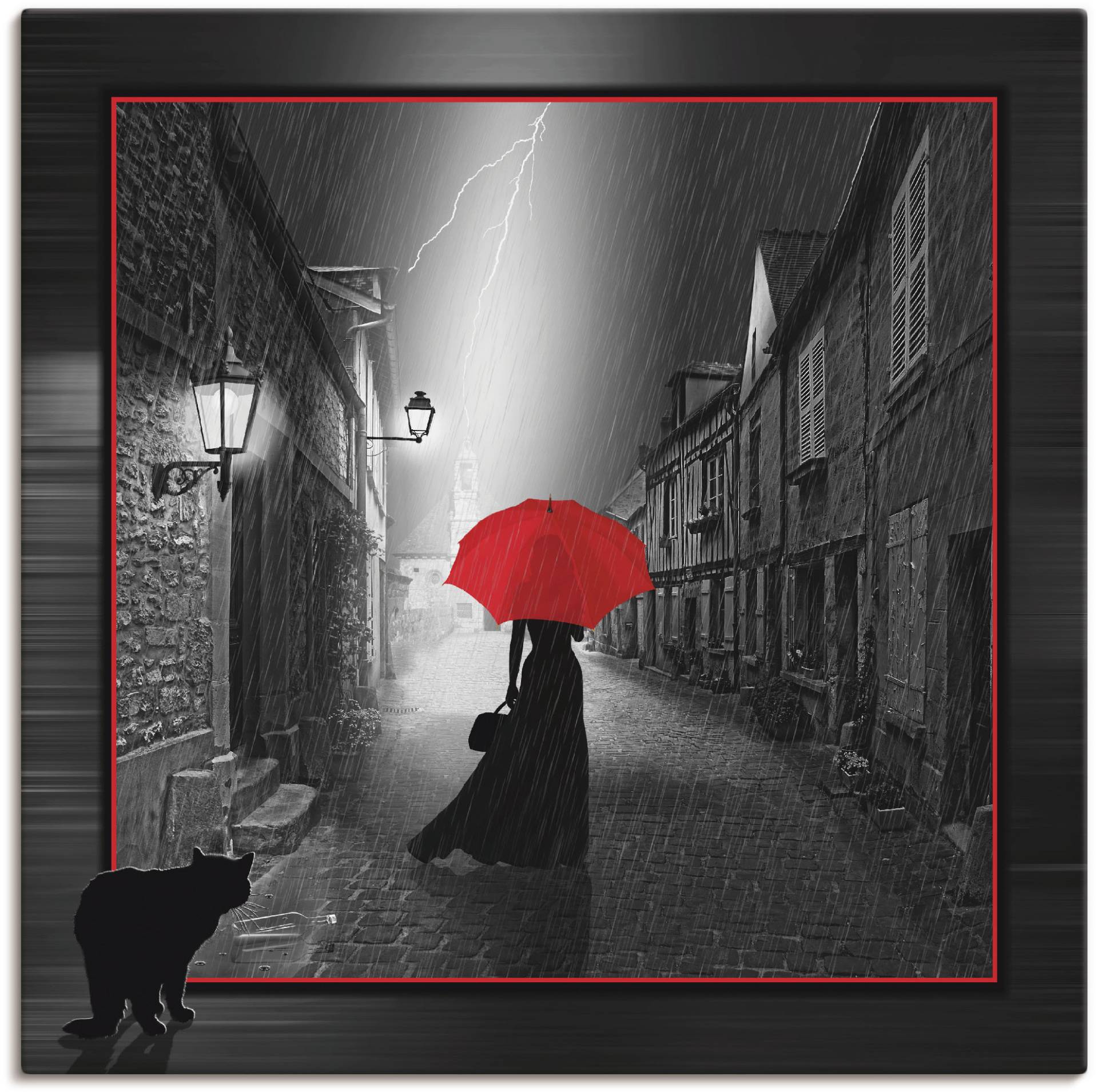 Artland Wandbild "Die Frau mit dem roten Schirm 2", Frau, (1 St.), als Leinwandbild, Poster, Wandaufkleber in verschied. Größen von Artland