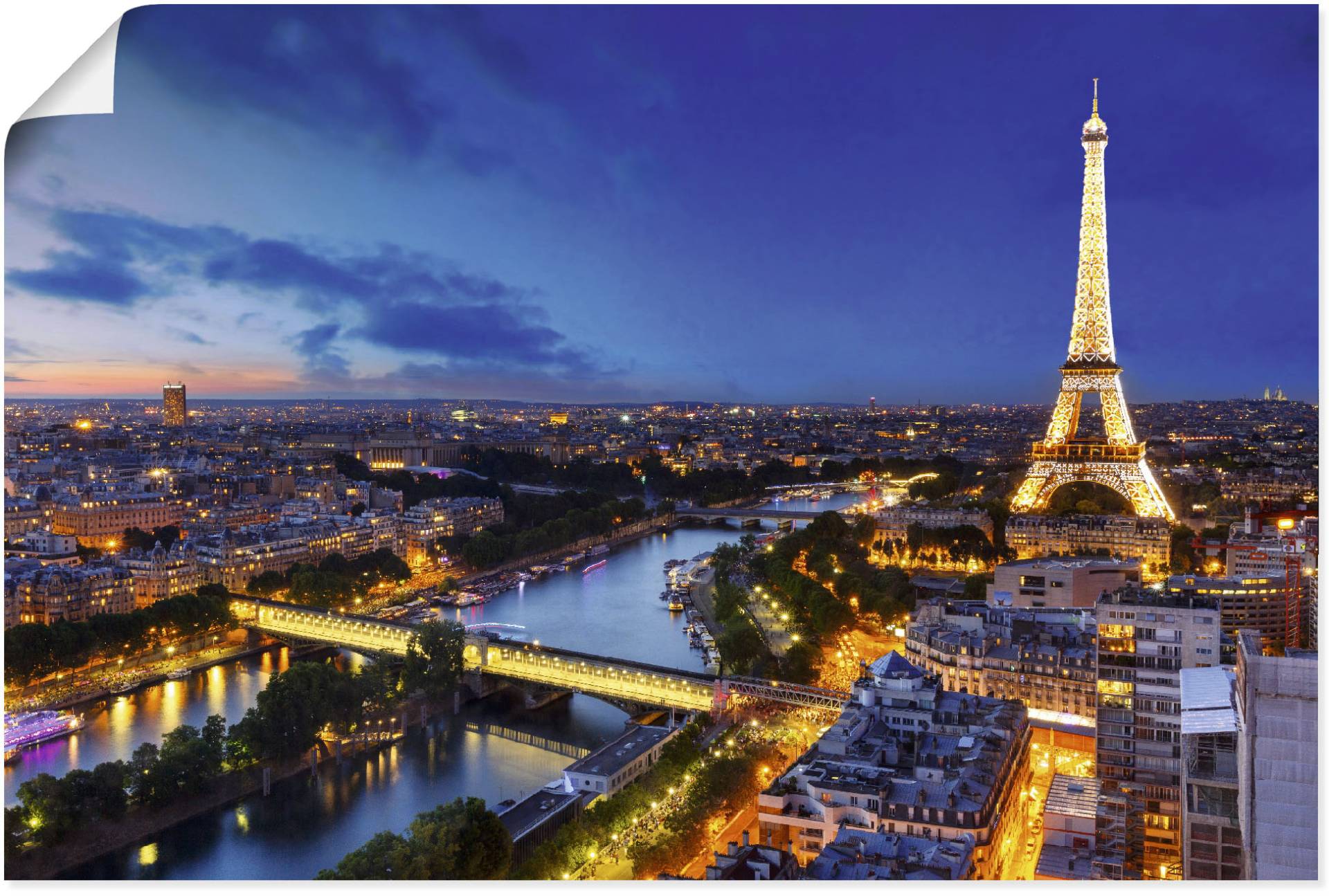 Artland Wandbild "Eiffelturm und Seine am Abend, Paris", Paris, (1 St.), als Alubild, Outdoorbild, Leinwandbild, Poster, Wandaufkleber von Artland