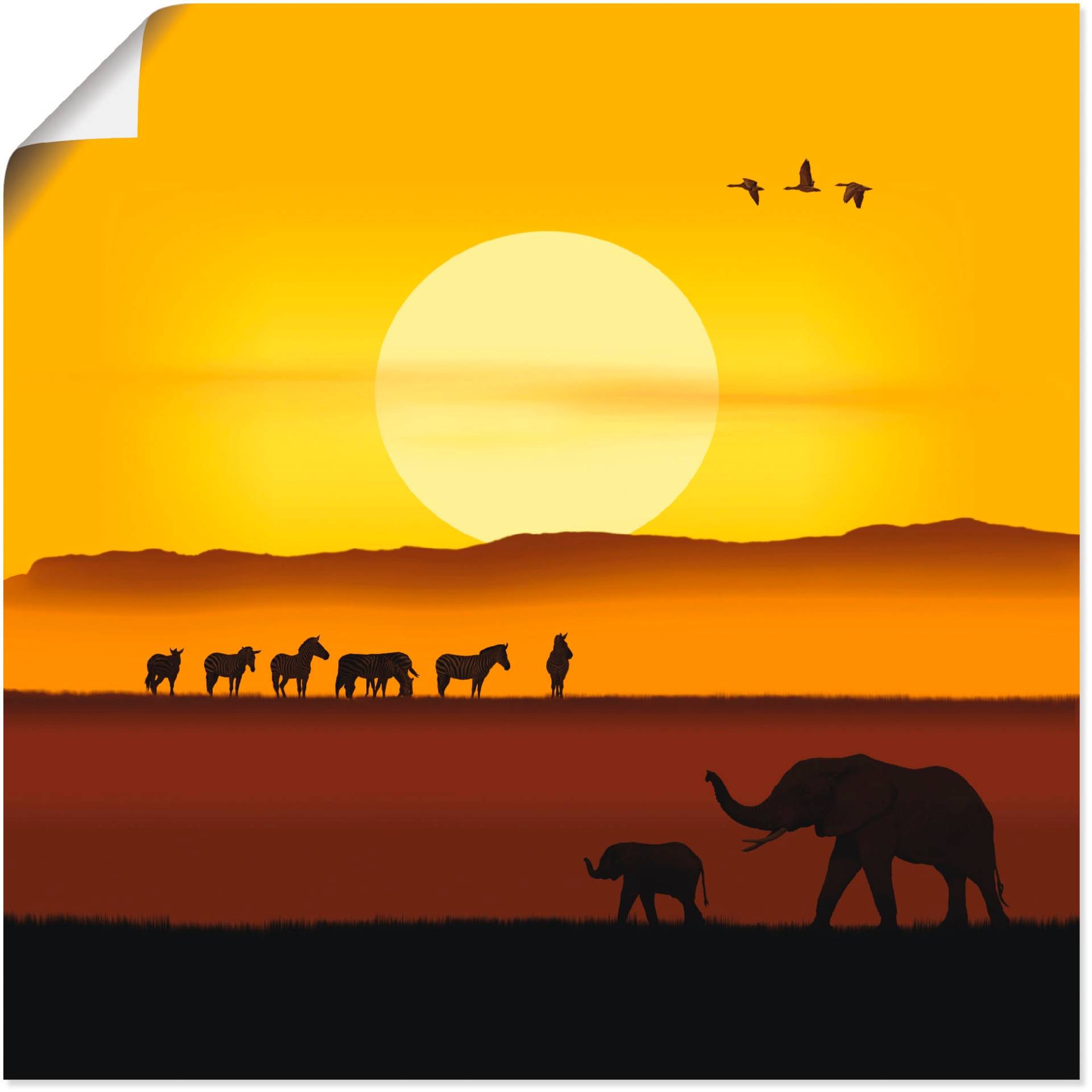 Artland Poster "Ein Morgen in der afrikanischen Savanne", Wildtiere, (1 St.) von Artland