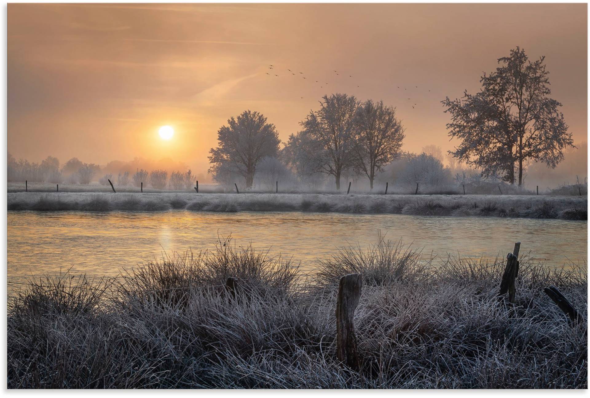 Artland Wandbild "Ein Wintertag beginnt", Bilder vom Sonnenuntergang & -aufgang, (1 St.) von Artland