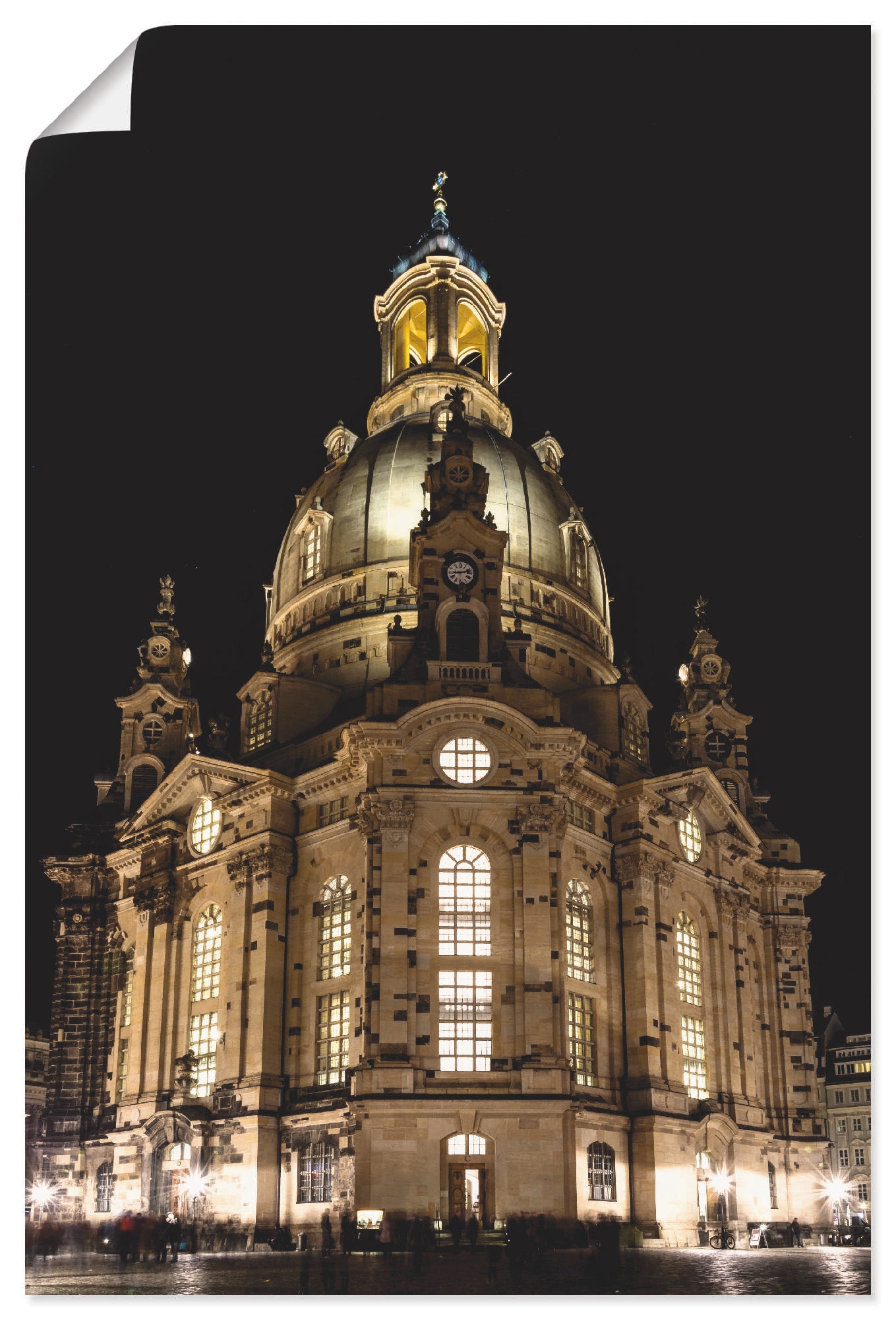 Artland Wandbild "Erleuchtete Frauenkirche in Dresden", Gebäude, (1 St.), als Leinwandbild, Poster in verschied. Größen von Artland