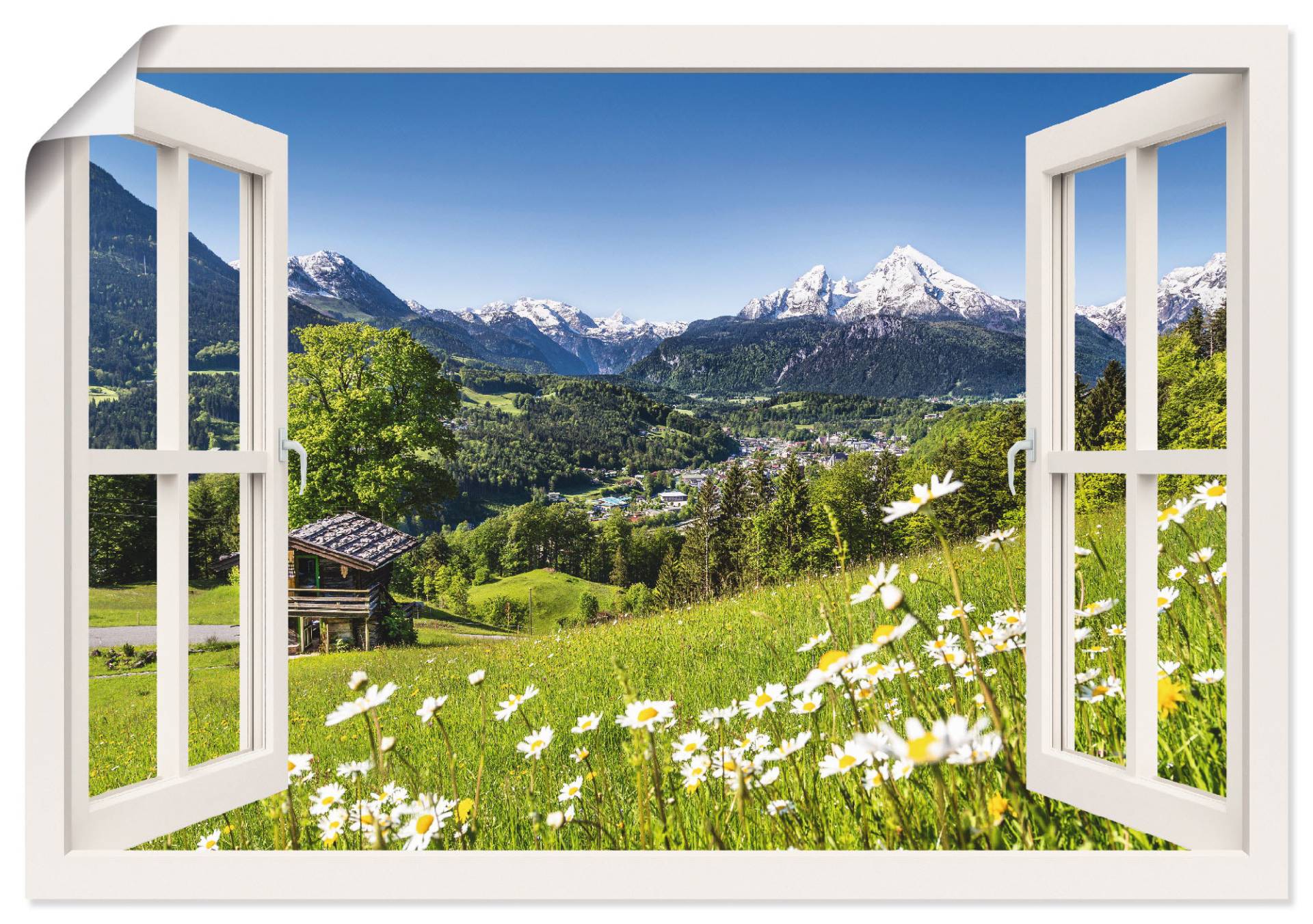 Artland Wandbild "Fensterblick Bayerischen Alpen" Berge 1 Stk. tlg. als Alubild, Leinwandbild, Wandaufkleber oder Poster in versch. Größen von Artland