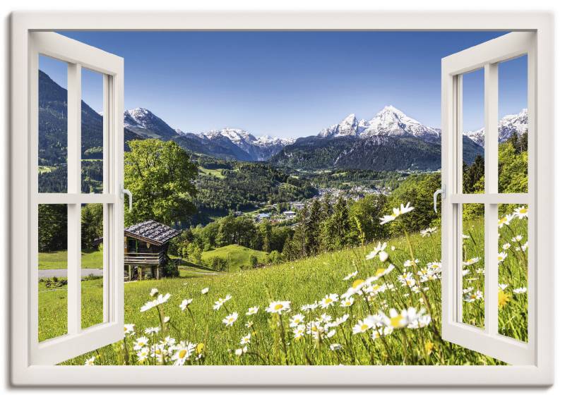 Artland Wandbild "Fensterblick Bayerischen Alpen" Berge 1 Stk. tlg. als Leinwandbild, Poster in verschied. Größen von Artland