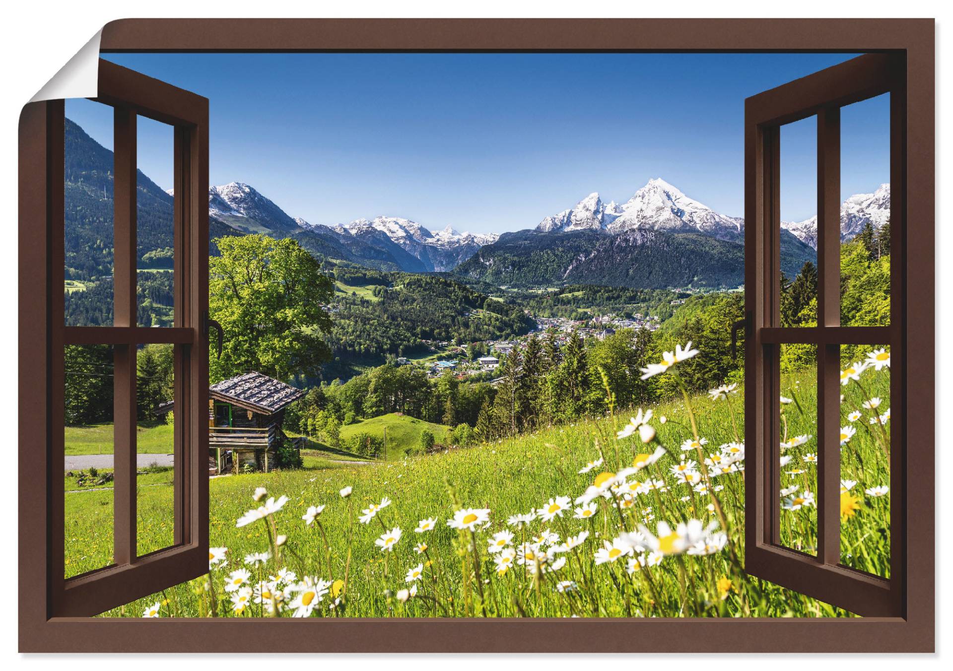 Artland Wandbild "Fensterblick Bayerischen Alpen" Berge 1 Stk. tlg. als Alubild, Outdoorbild, Leinwandbild, Poster, Wandaufkleber von Artland