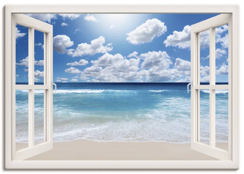 Artland Wandbild "Fensterblick Großartige Strandlandschaft" Fensterblick 1 Stk. tlg. als Leinwandbild, Poster in verschied. Größen von Artland
