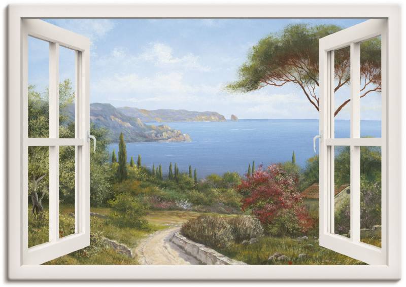 Artland Wandbild "Fensterblick - Haus am Meer I" Fensterblick 1 Stk. tlg. als Leinwandbild, Poster, Wandaufkleber in verschied. Größen von Artland