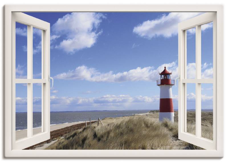 Artland Wandbild "Fensterblick - Leuchtturm Sylt" Fensterblick 1 Stk. tlg. als Leinwandbild, Poster in verschied. Größen von Artland